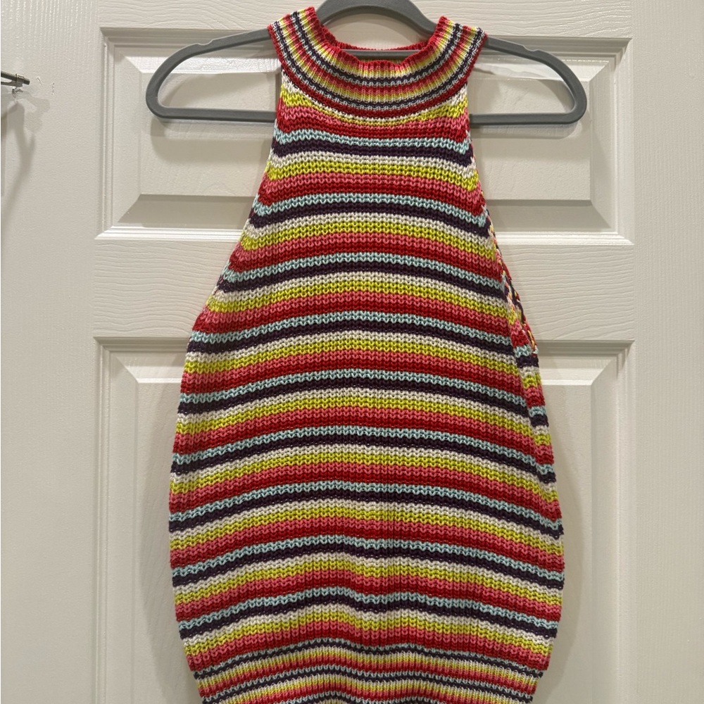 Anthropologie John + Jenn Rainbow Striped Knit Halter Top